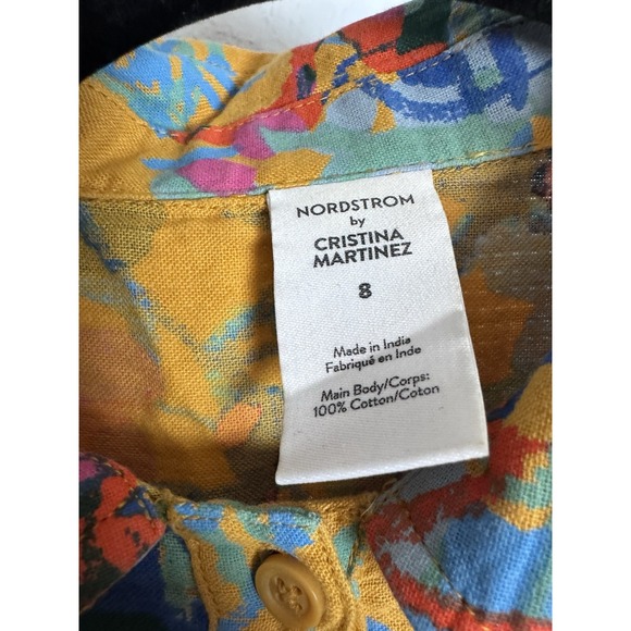 Nordstrom by Cristina Martinez Girls Floral Tiered Cotton Dress Boho Art Print 8 - Picture 2 of 5